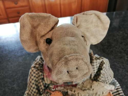 Large Vintage Fabric Pig Doorstop