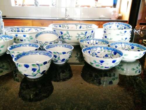 Gokusai Maebata Andrea Sadek Lotus Flowers Japanese Floral Porcelain Serving set