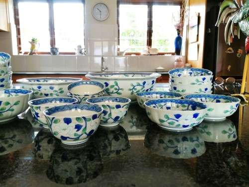 Gokusai Maebata Andrea Sadek Lotus Flowers Japanese Floral Porcelain Serving set