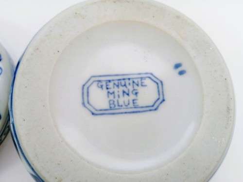 Genuine Ming blue and White Butterfly trinket box -Round