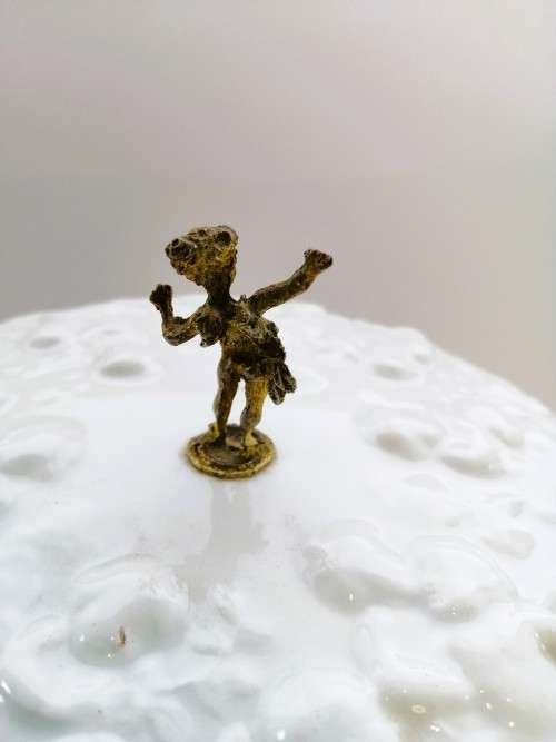 Continental blanc de Chine gilt metal mounted bowl depicting putti Cherubs