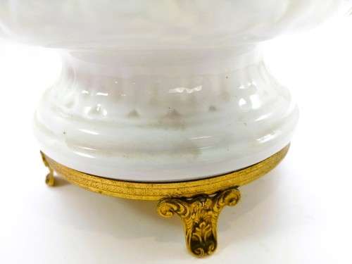 Continental blanc de Chine gilt metal mounted bowl depicting putti Cherubs