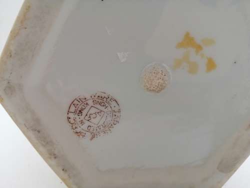 Japanese Tall hexagonal vase decorated with figures