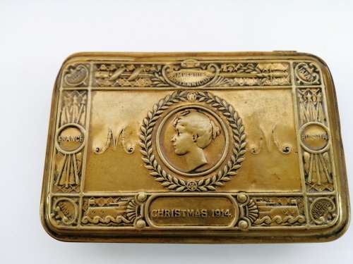 Vintage Original WW1 Royal Princess Mary 1914 Xmas Fund Brass Gift Tin
