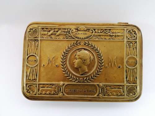 Vintage Original WW1 Royal Princess Mary 1914 Xmas Fund Brass Gift Tin