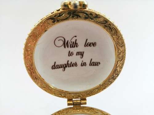 Fenton Bone China Porcelain Trinket Box Love to my Daughter in Law