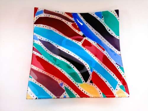 Beautiful Large Sqaure multi coloured plate