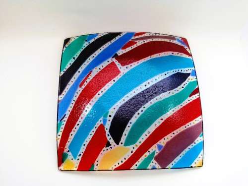 Beautiful Large Sqaure multi coloured plate