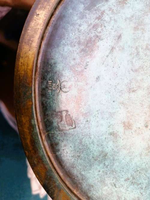 Art Deco WMF Ikora patinated very tall metal tubular vase