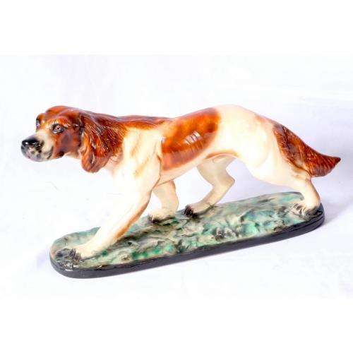 Large Art-Deco style chalkware figure of dog