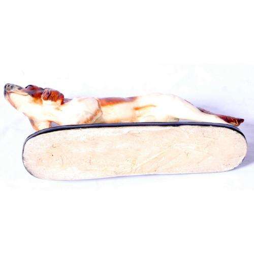 Large Art-Deco style chalkware figure of dog