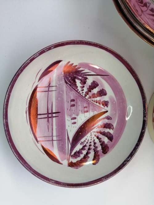Victorian Pink luster Plate Large mug cup and saucers