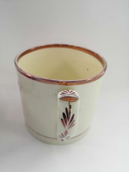 Victorian Pink luster Plate Large mug cup and saucers