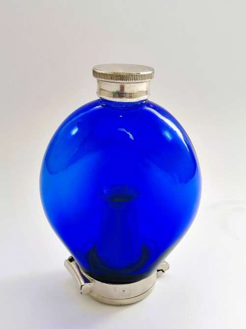 Rare medical Beatson, Clark & Co Ltd Rotherham blue glass sputum flask