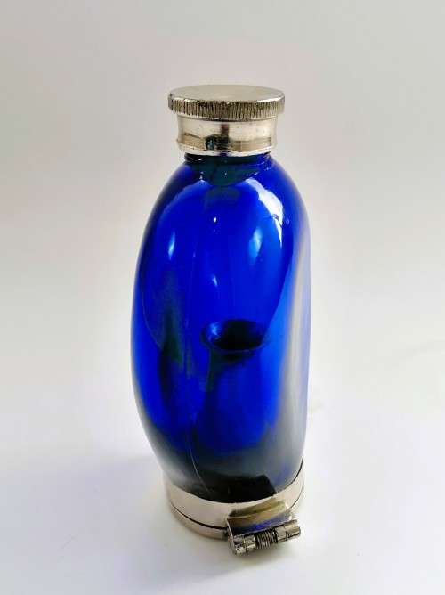 Rare medical Beatson, Clark & Co Ltd Rotherham blue glass sputum flask