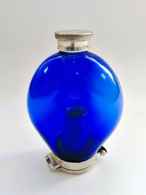 Rare medical Beatson, Clark & Co Ltd Rotherham blue glass sputum flask