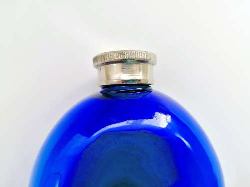 Rare medical Beatson, Clark & Co Ltd Rotherham blue glass sputum flask