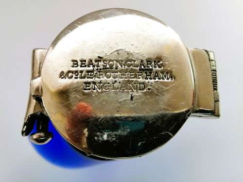 Rare medical Beatson, Clark & Co Ltd Rotherham blue glass sputum flask