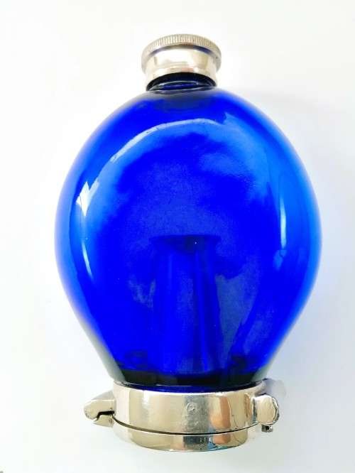 Rare medical Beatson, Clark & Co Ltd Rotherham blue glass sputum flask