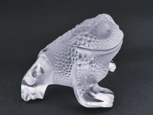 Lalique clear and frosted crystal `Gregoire` toad figurine, No.11640, designed by Marc Lalique