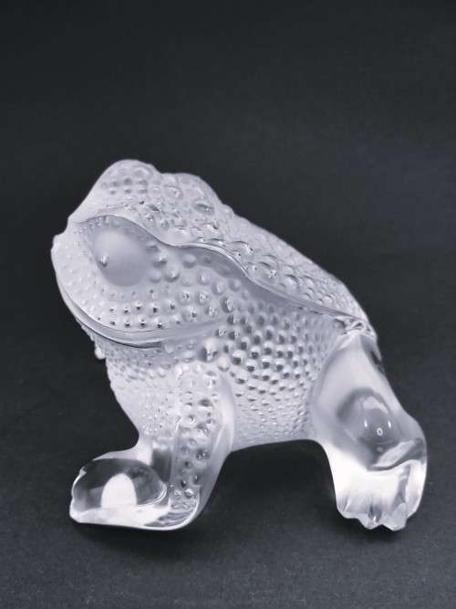 Lalique clear and frosted crystal `Gregoire` toad figurine, No.11640, designed by Marc Lalique