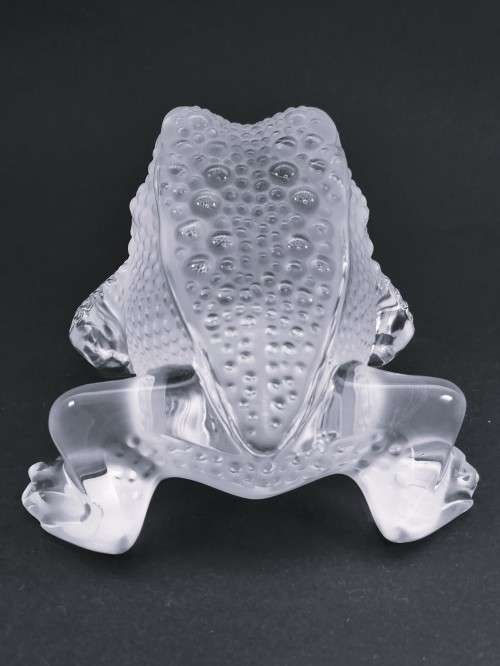Lalique clear and frosted crystal `Gregoire` toad figurine, No.11640, designed by Marc Lalique