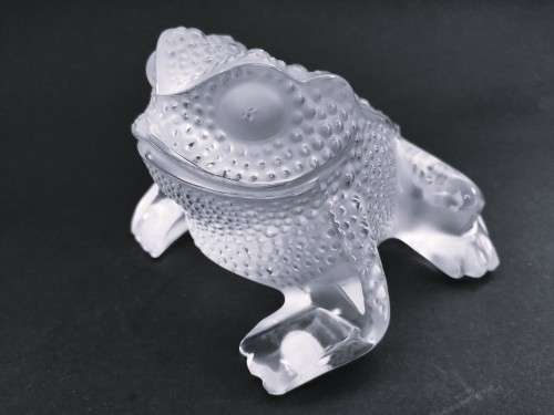 Lalique clear and frosted crystal `Gregoire` toad figurine, No.11640, designed by Marc Lalique