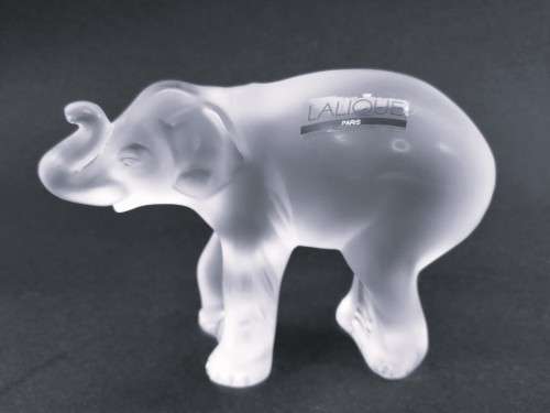 Two Lalique frosted crystal baby elephant figurines: `Timori` and `Timora`,