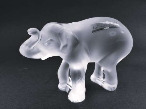 Two Lalique frosted crystal baby elephant figurines: `Timori` and `Timora`,