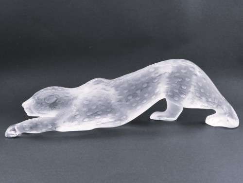 Large Lalique frosted crystal `Zeila Panther` figurine