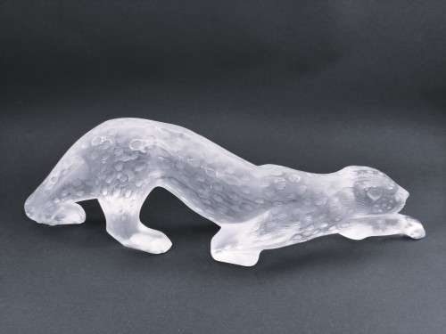 Large Lalique frosted crystal `Zeila Panther` figurine