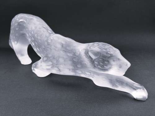 Large Lalique frosted crystal `Zeila Panther` figurine