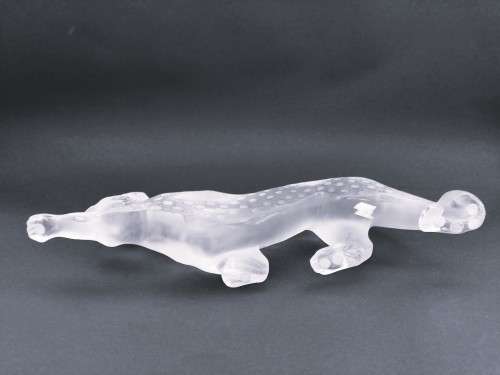 Large Lalique frosted crystal `Zeila Panther` figurine