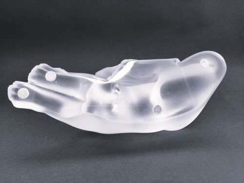 Lalique frosted crystal recumbent Simba Lioness figurine, signed Lalique France