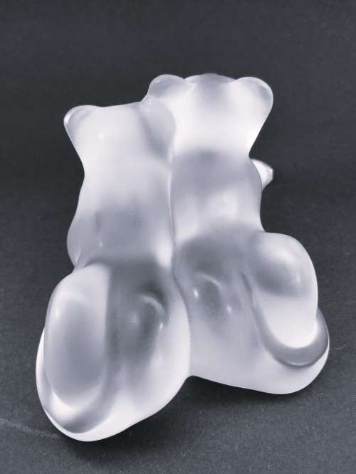 Lalique frosted crystal Tambwee Lion Cubs figurine, designed by Marie-Claude Lalique