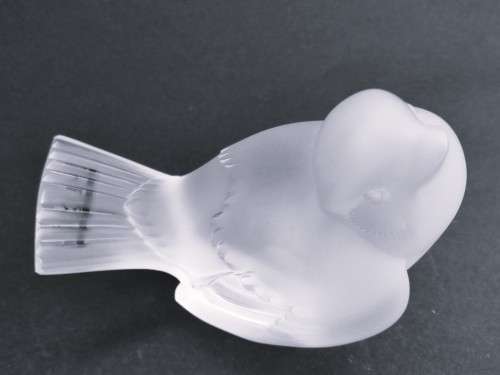 Lalique clear and frosted crystal figurine of a sparrow