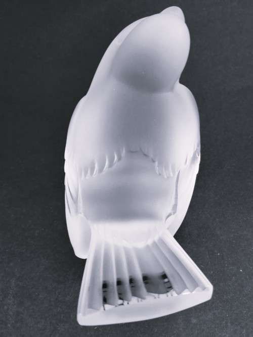 Lalique clear and frosted crystal figurine of a sparrow