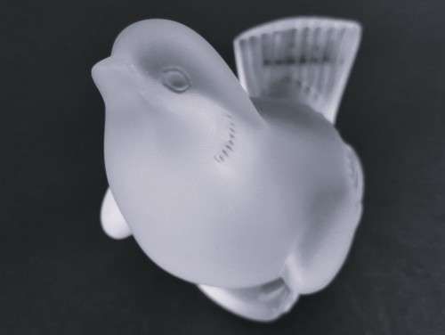 Lalique clear and frosted crystal figurine of a sparrow