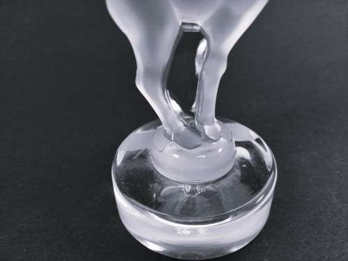 LALIQUE France CRYSTAL Ram Bastia CLEAR & FROSTED Art GLASS SCULPTURE Place Card Setting