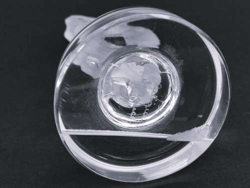 LALIQUE France CRYSTAL Ram Bastia CLEAR & FROSTED Art GLASS SCULPTURE Place Card Setting