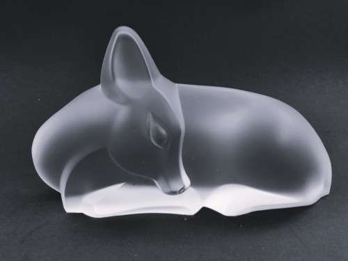 RARE!!! 1934 Art Deco Lucienne Bloch For Leerdam (Satinated Glass Figure of Lying Deer)