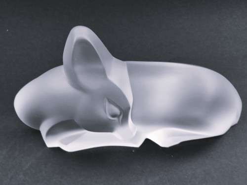 RARE!!! 1934 Art Deco Lucienne Bloch For Leerdam (Satinated Glass Figure of Lying Deer)