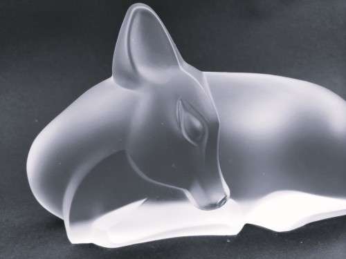 RARE!!! 1934 Art Deco Lucienne Bloch For Leerdam (Satinated Glass Figure of Lying Deer)