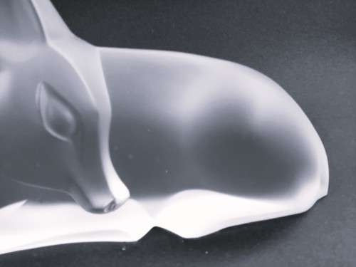 RARE!!! 1934 Art Deco Lucienne Bloch For Leerdam (Satinated Glass Figure of Lying Deer)