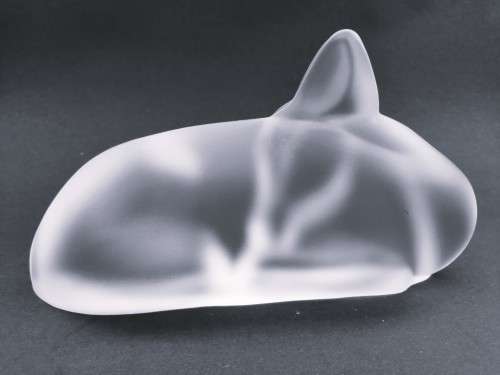 RARE!!! 1934 Art Deco Lucienne Bloch For Leerdam (Satinated Glass Figure of Lying Deer)