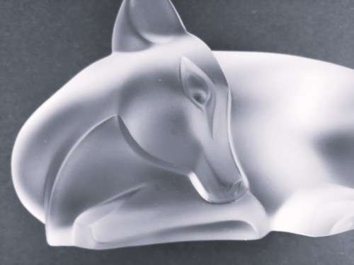 RARE!!! 1934 Art Deco Lucienne Bloch For Leerdam (Satinated Glass Figure of Lying Deer)