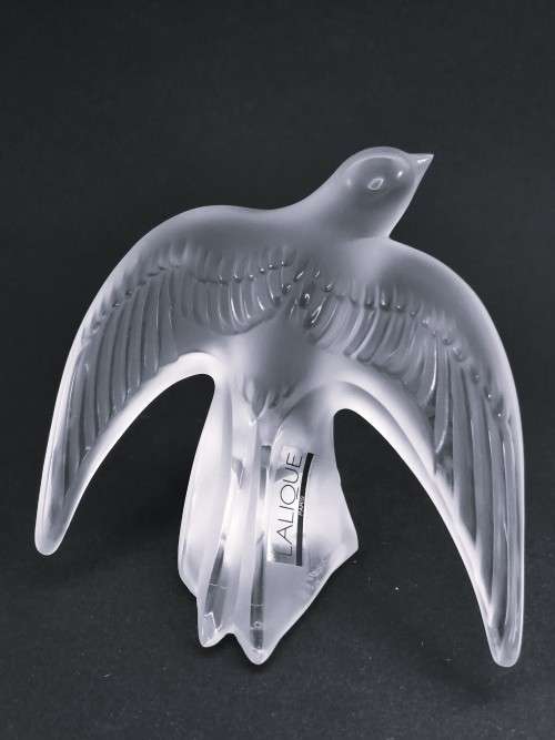 Vintage Lalique France Sculpture Martinet Siffleur - Motif Swallow Chirping
