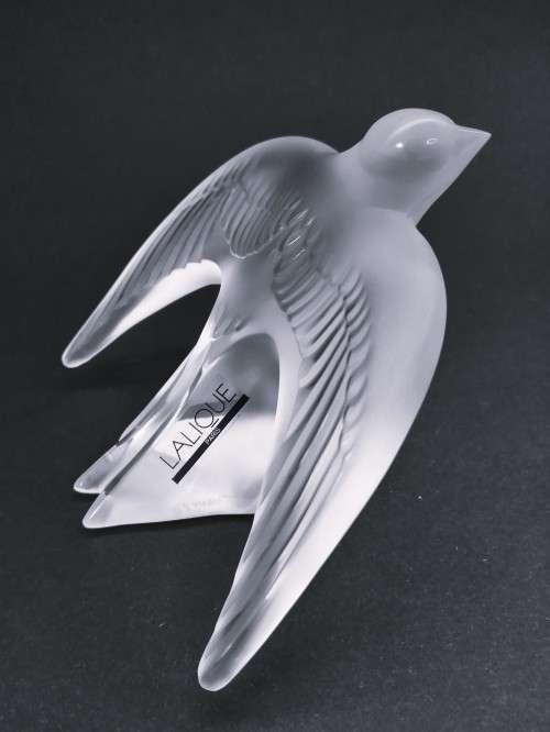 Vintage Lalique France Sculpture Martinet Siffleur - Motif Swallow Chirping
