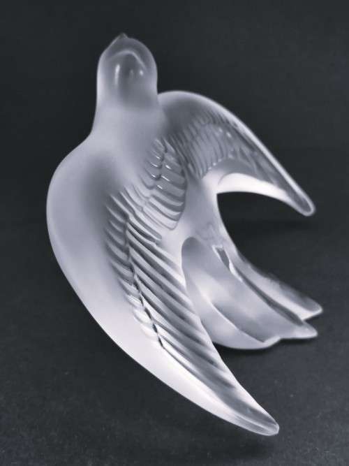 Vintage Lalique France Sculpture Martinet Siffleur - Motif Swallow Chirping