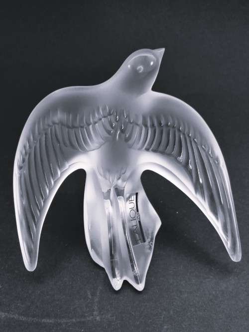 Vintage Lalique France Sculpture Martinet Siffleur - Motif Swallow Chirping